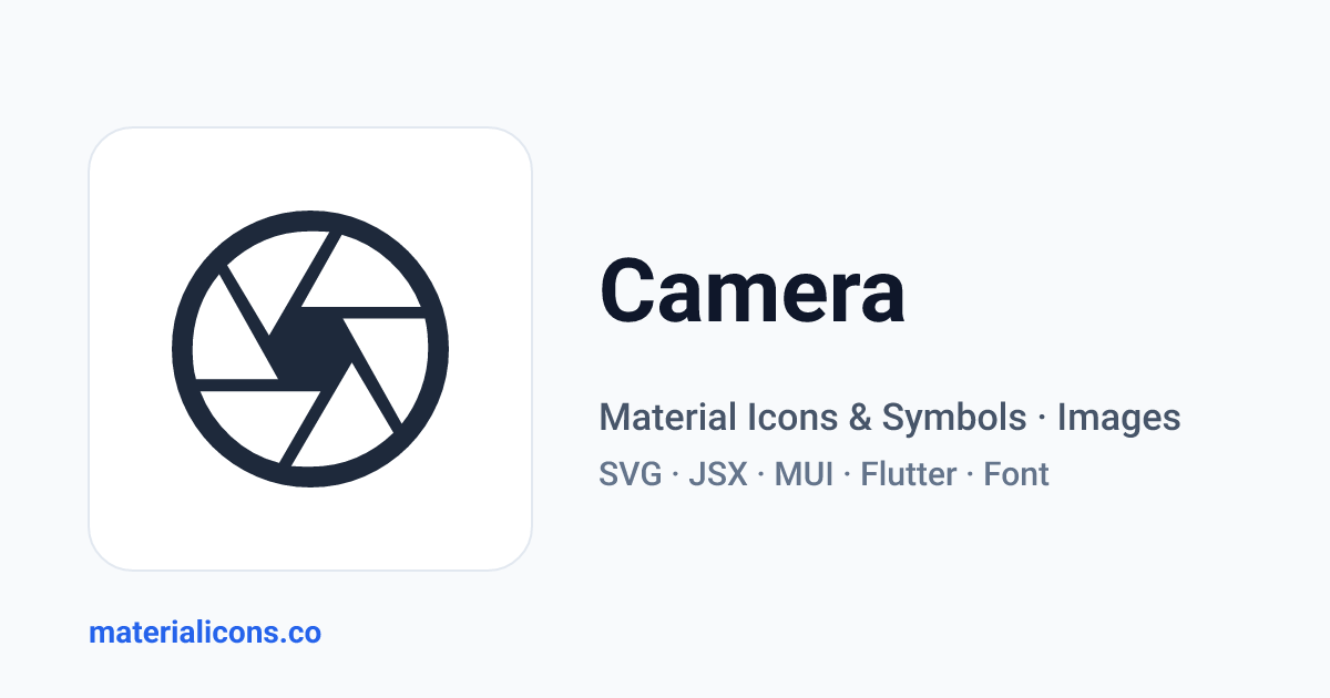 camera — Material Symbol | Copy SVG, JSX & Font Code