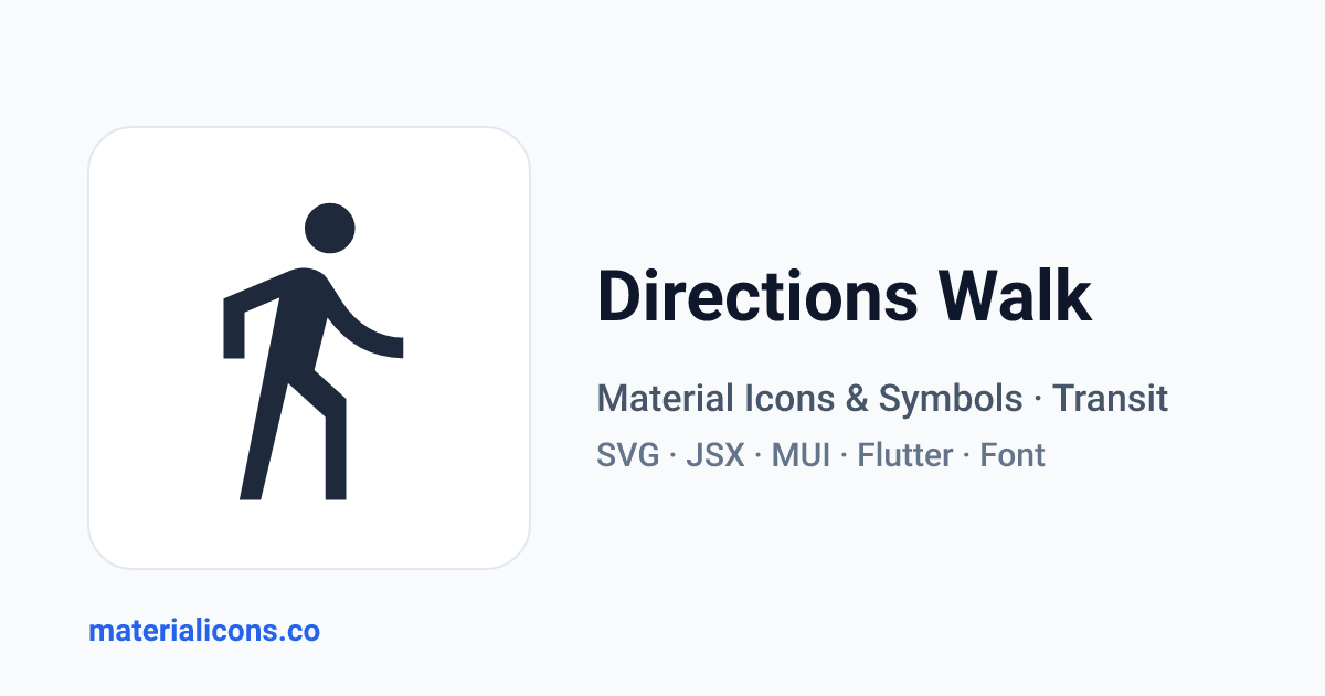 directions_walk — Material Symbol | Copy SVG, JSX & Font Code