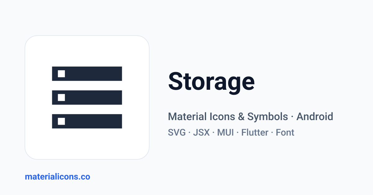 storage — Material Symbol | Copy SVG, JSX & Font Code